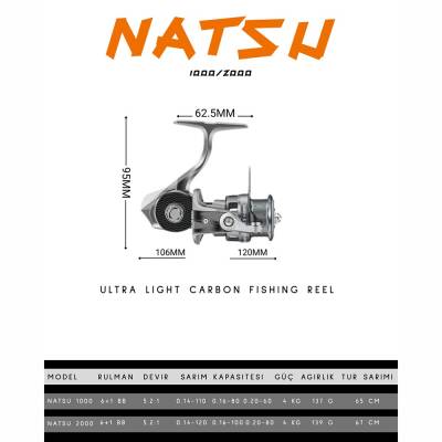 Caretta Natsu 2000 Ultra Light Carbon Lrf Spin Olta Makinası - 2