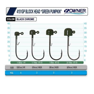 Owner 4151 GP Block Head Lrf Jighead - 1,8gr - 2