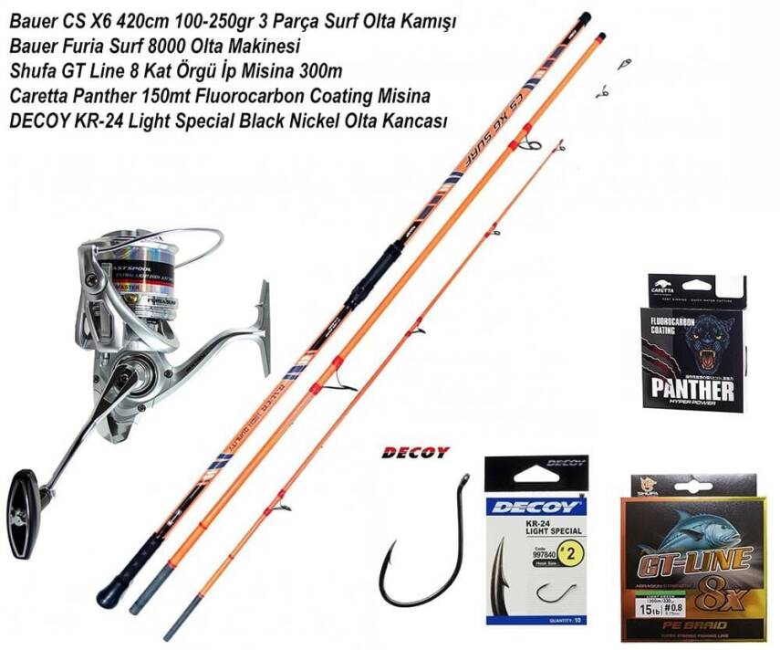 Bauer CS X6 Furia Tam Takım Üst Segment Surf Olta Takımı - 1