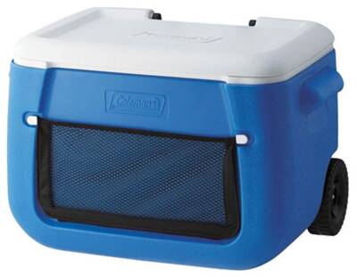 Coleman Poly-Lite Wheeled Mesh 50 QT Tekerlekli Soğutucu Buzluk 47.3 Lt-Mavi-Beyaz - 3
