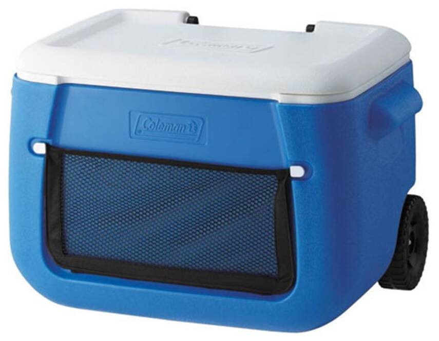 Coleman Poly-Lite Wheeled Mesh 50 QT Tekerlekli Soğutucu Buzluk 47.3 Lt-Mavi-Beyaz - 3