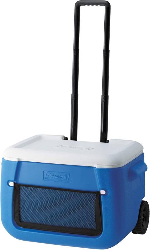 Coleman Poly-Lite Wheeled Mesh 50 QT Tekerlekli Soğutucu Buzluk 47.3 Lt-Mavi-Beyaz - 2