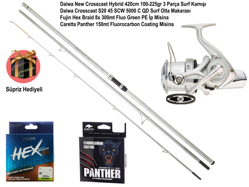 Daiwa Crosscast SÜPRİZ HEDİYELİ Tam Takım Surf Olta Seti - 1