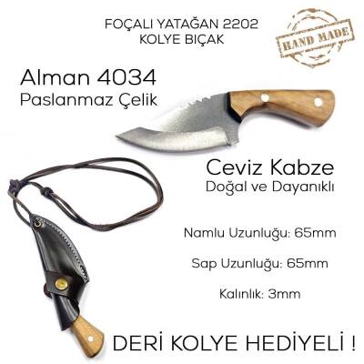 Foçalı 2202 Yatağan El Yapımı 13cm Ceviz Kolye Bıçak Av Kamp Bıçağı - 3