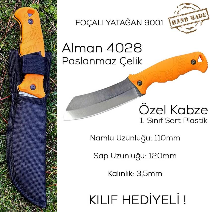 Foçalı 9001 Yatağan El Yapımı 23cm Av Kamp Bıçağı - Sarı - 2