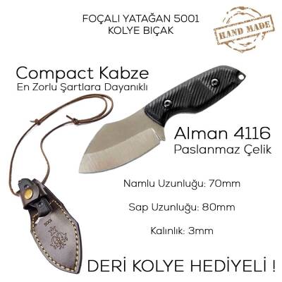 Foçalı 5001 Yatağan El Yapımı 15cm Kompakt Kolye Bıçak Av Kamp Bıçağı - 3