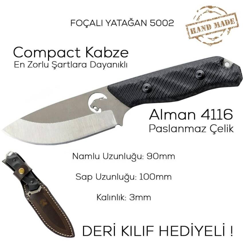 Foçalı 5002 Yatağan El Yapımı 19cm Kompakt Av Kamp Bıçağı - 3