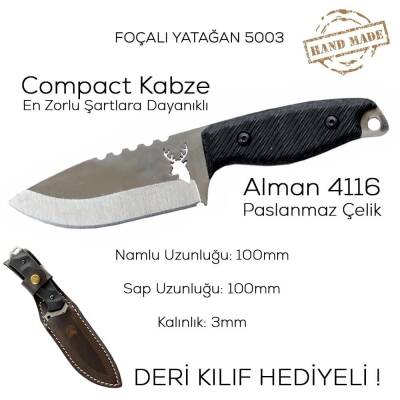 Foçalı 5003 Yatağan El Yapımı 20cm Kompakt Av Kamp Bıçağı