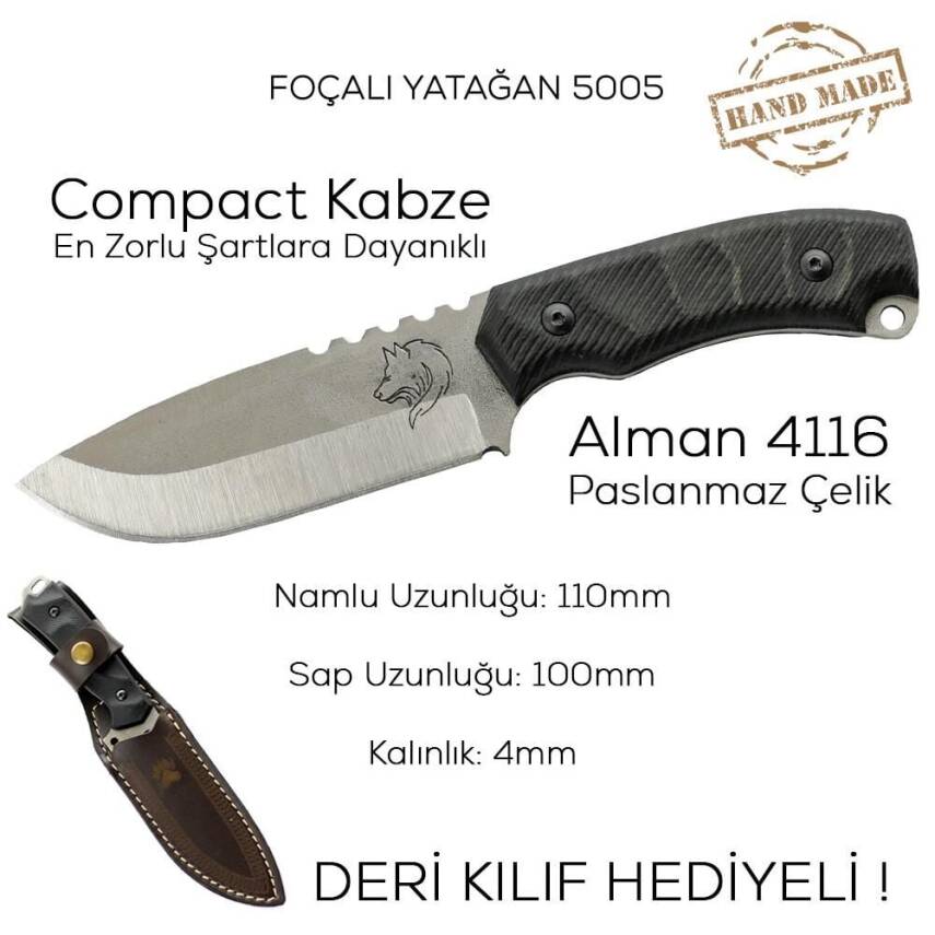 Foçalı 5005 Yatağan El Yapımı 21cm Kompakt Av Kamp Bıçağı - 3