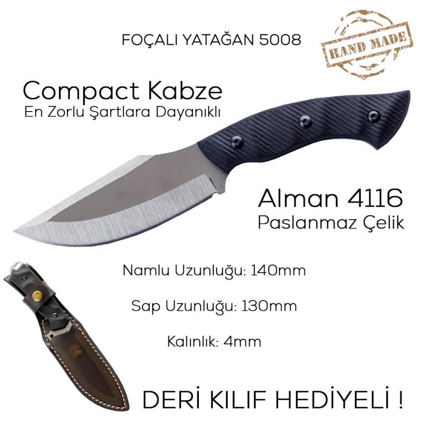 Foçalı 5008 Yatağan El Yapımı 27cm Kompakt Av Kamp Bıçağı - 3