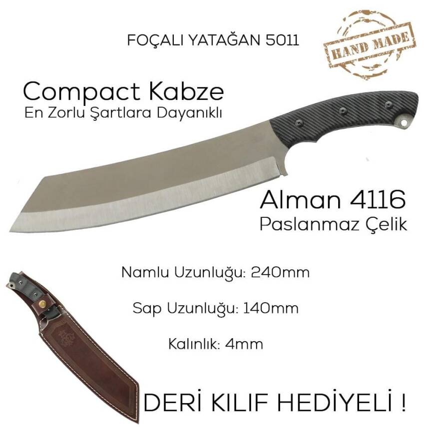 Foçalı 5011 Yatağan El Yapımı 38cm Kompakt Av Kamp Bıçağı - 3