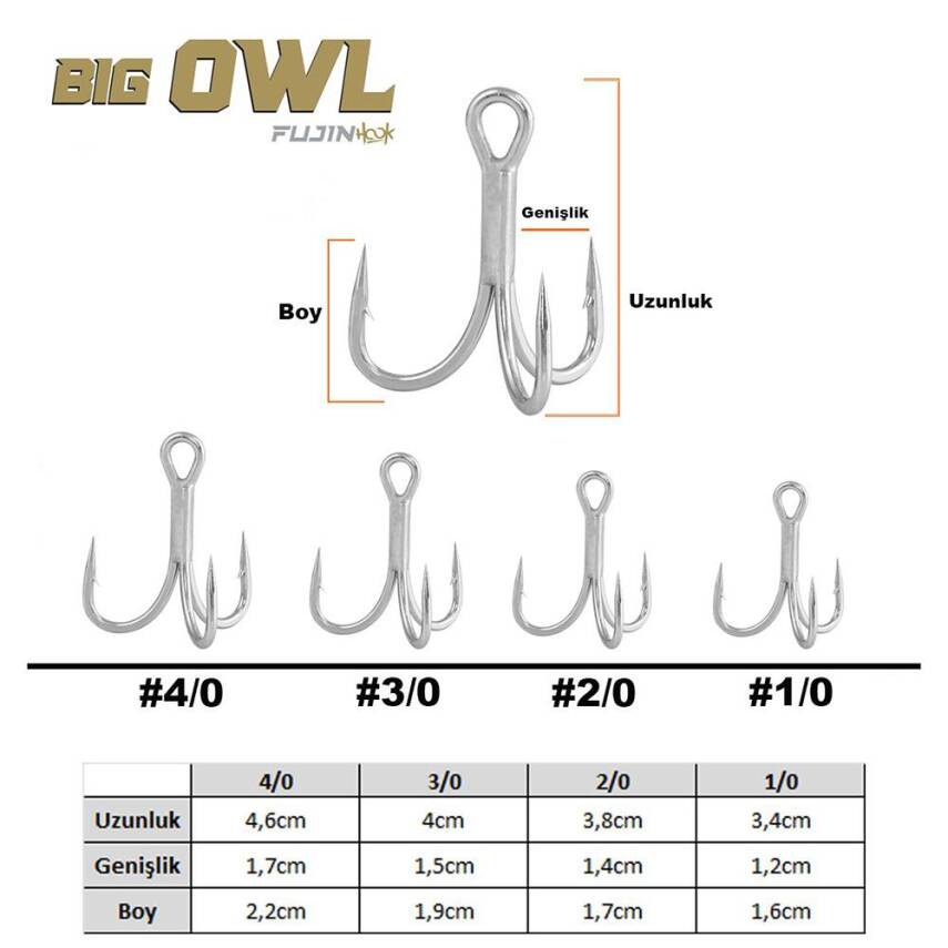 Fujin Big OWL Süper Anti-Rust Üçlü İğne - 3