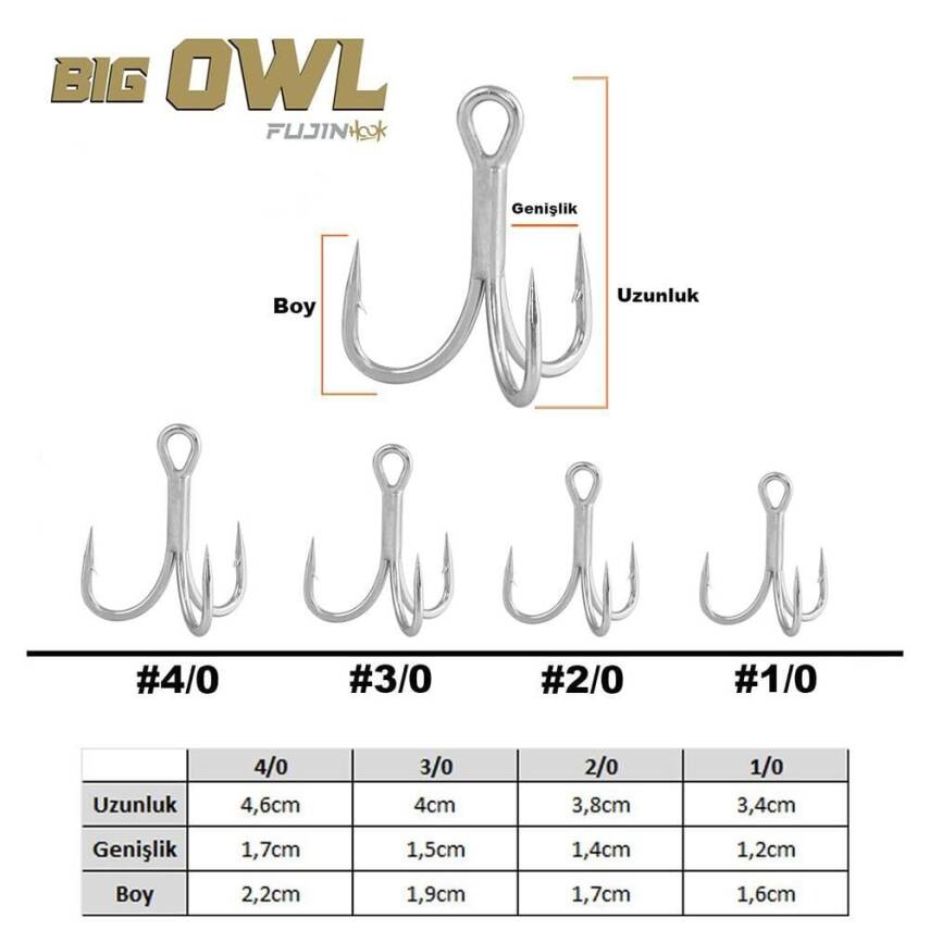 Fujin Big OWL Süper Anti-Rust Üçlü İğne - 3