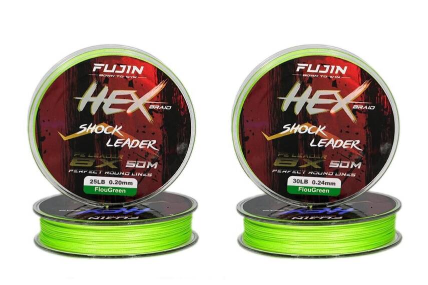 Fujin Hex Braid 8x 50mt Fluo Green PE İp Shock Leader - 1