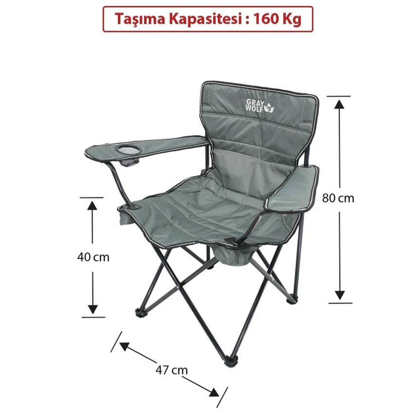 Gray Wolf Bardaklı Kamp Sandalyesi - Haki BP200 - 3