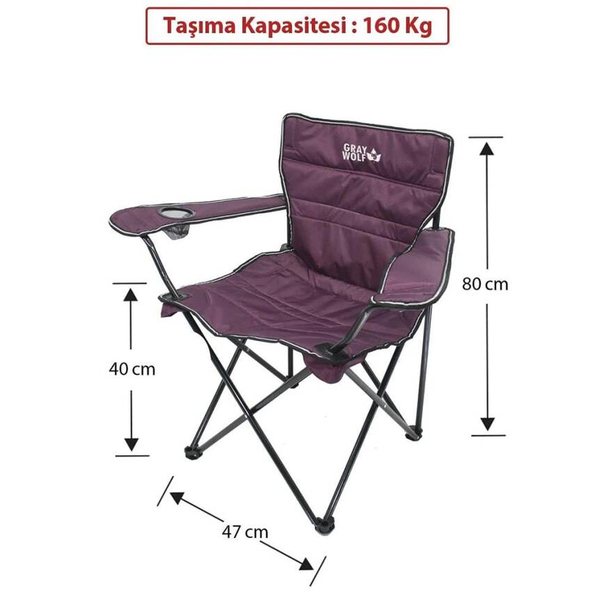Gray Wolf Bardaklı Kamp Sandalyesi - Mor BP200 - 3