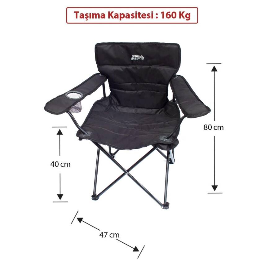 Gray Wolf Bardaklı Kamp Sandalyesi - Siyah BP200 - 3