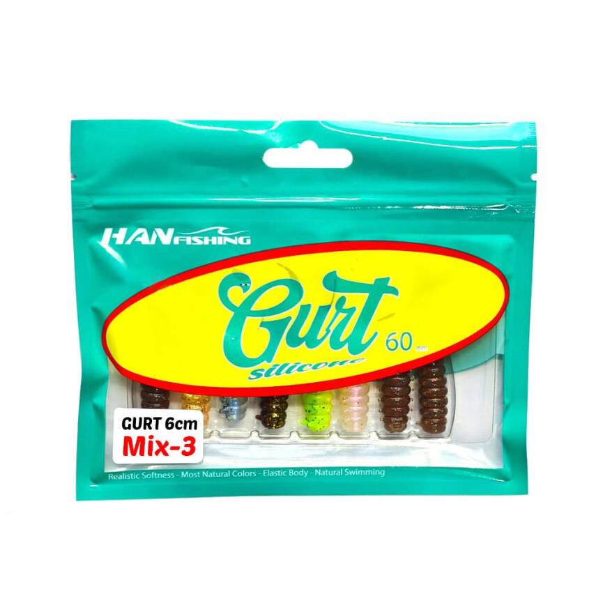 Hanfish Gurt 6cm Silikon Yem - MİX 3 (7 Renk) - 1