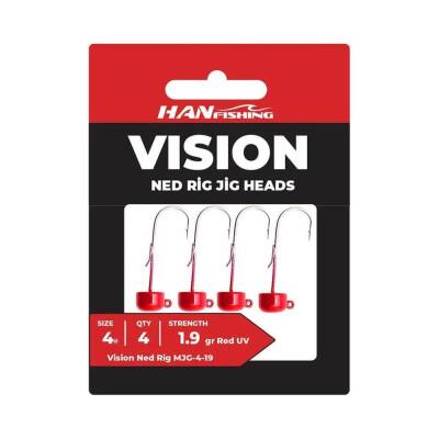 Hanfish Vision Ned Rig Red Uv Jighead - 2