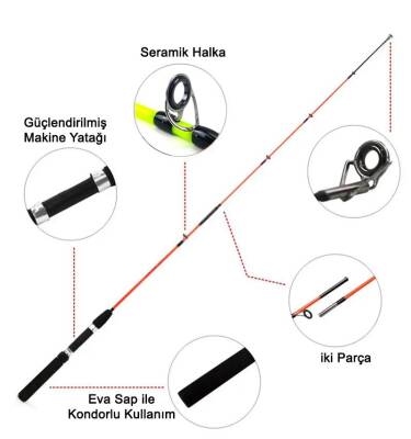 Katta Fishing Crocodile 165cm 100-250gr Tekne Kamışı - Turuncu - 3