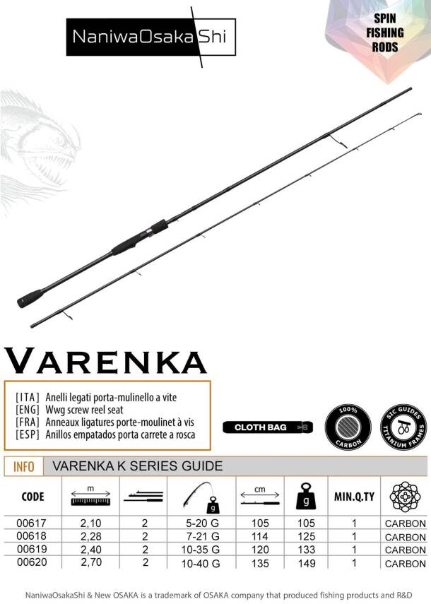 Naniwa Osaka Shi Varenka 270cm 10-40gr Spin Olta Kamışı - 1