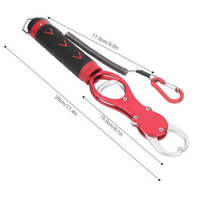 Oskar 18Kg Tartılı Alüminyum Balık Tutucu Gripper Yaylı Karabinalı - Kırmızı - 4
