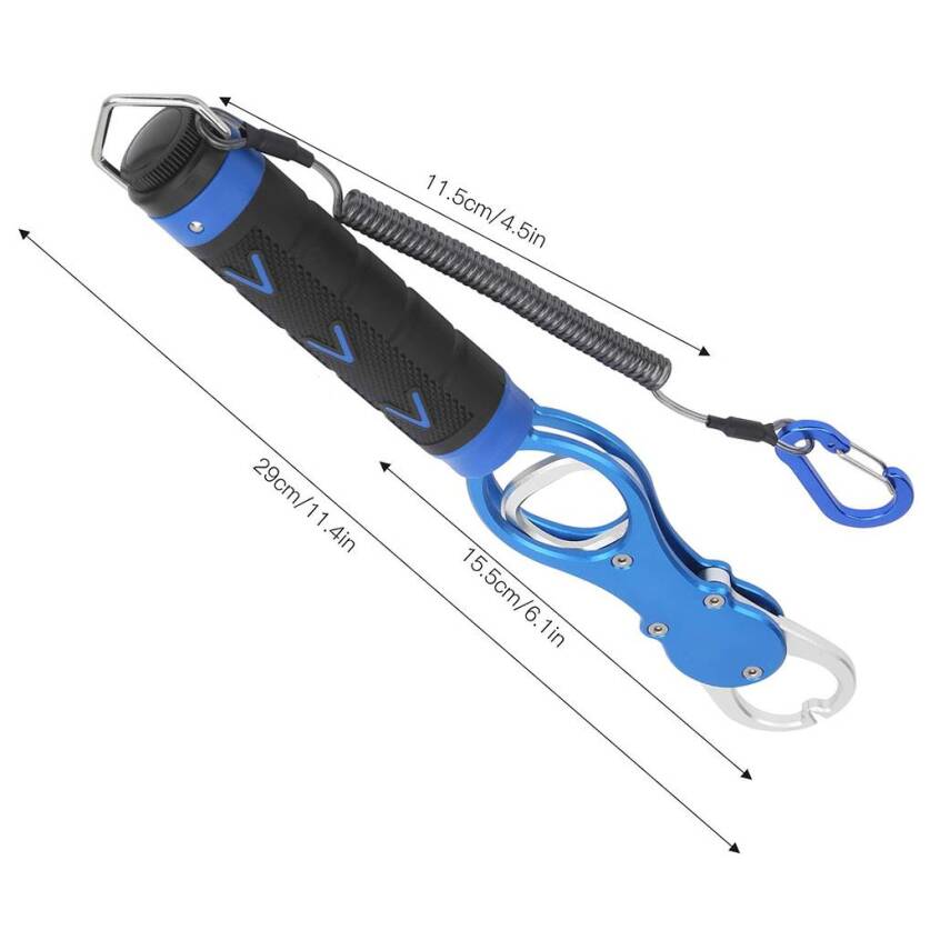 Oskar 18Kg Tartılı Alüminyum Balık Tutucu Gripper Yaylı Karabinalı - Mavi - 3