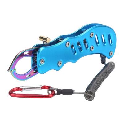 Oskar Alüminyum Balık Tutucu Gripper Yaylı Karabinalı - Mavi