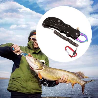 Oskar Alüminyum Balık Tutucu Gripper Yaylı Karabinalı - Siyah - 2