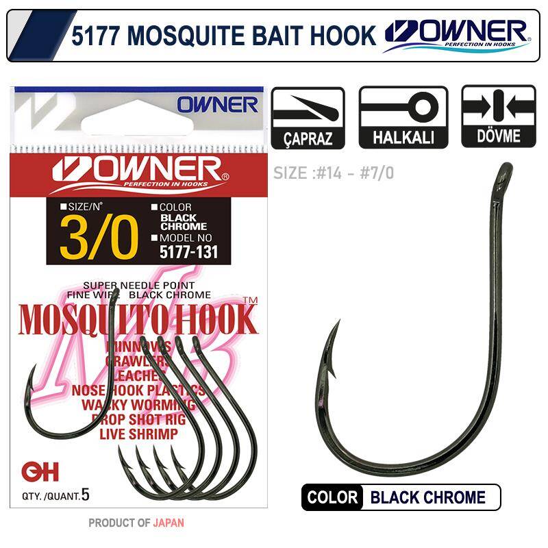 Owner 5177 Mosquito Hook Black Chrome Sinek İğne - 1