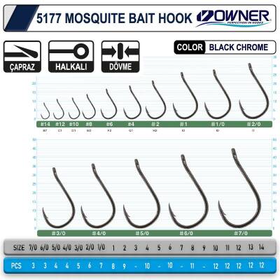 Owner 5177 Mosquito Hook Black Chrome Sinek İğne - 2