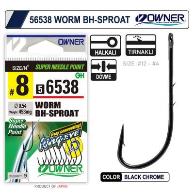 Owner 56538 Worm Bh-Sproat Black Chrome İğne - 2