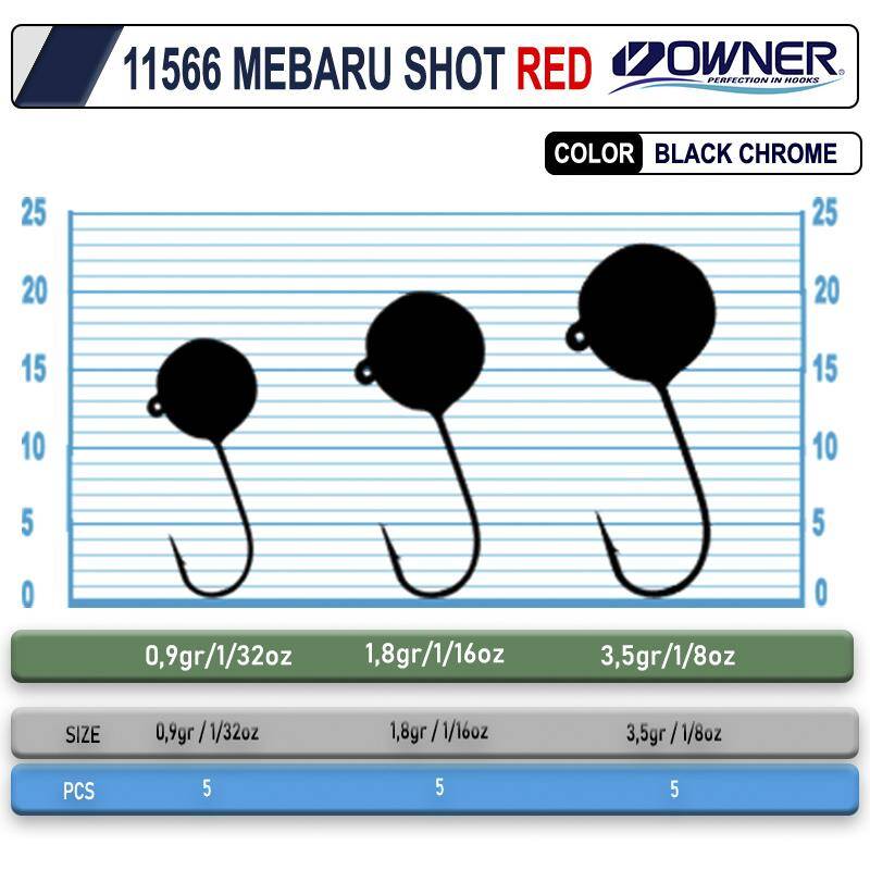 Owner Cultiva 11566 Mebaru Shot Red Lrf Jighead - 2