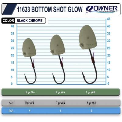 Owner Cultiva 11633 Bottom Shot Glow Lrf Jighead - 2