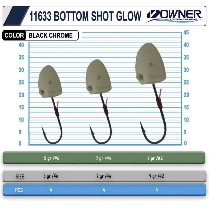 Owner Cultiva 11633 Bottom Shot Glow Lrf Jighead - 2