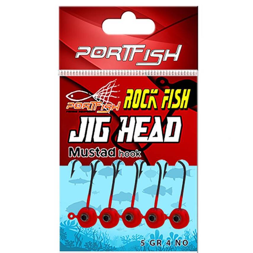 Portfish Jig Head Kırmızı 5li Paket - 1