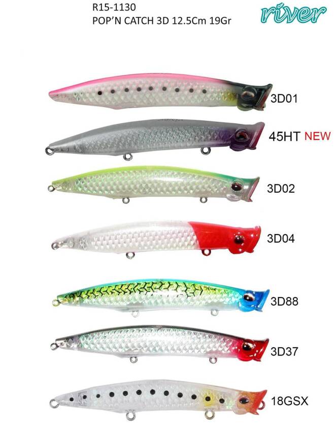 River Pop N Catch 3D 125 12.5cm 19gr Su Üstü Popper Yem - 1