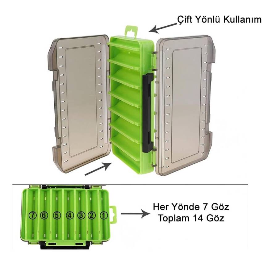 Shufa Lure Box Çift Taraflı Kutu 105mm - Yeşil - 3