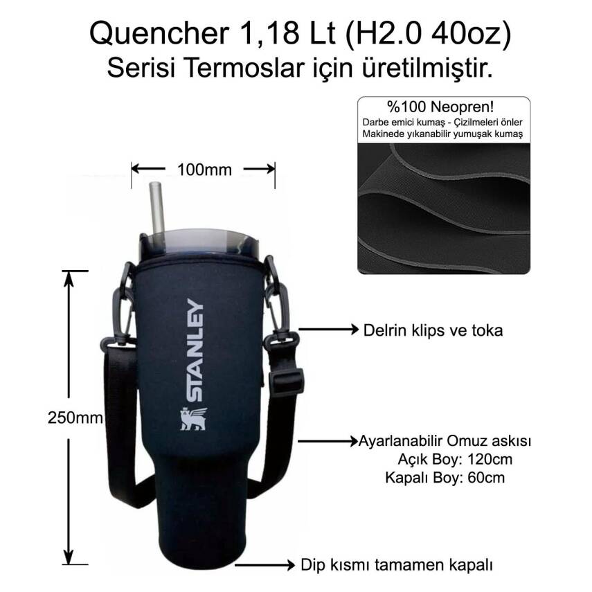 Stanley Neopren Termos Kılıfı - Quencher Pipetli 1.18 Lt - 2