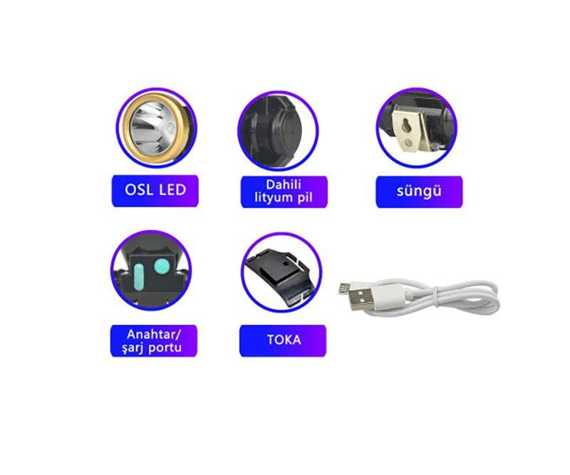 Watton WT-065 Şarjlı OSL LED Baret Lambası  - 5