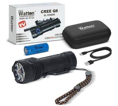 Watton WT-623 Cree Q8 6.000 Lümen Yağmur Suyu Geçirmez El Feneri - 2