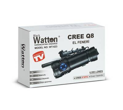 Watton WT-623 Cree Q8 6.000 Lümen Yağmur Suyu Geçirmez El Feneri - 4