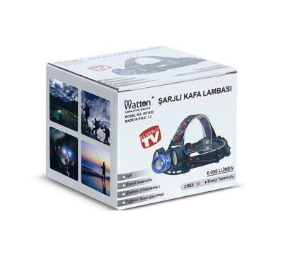 Watton WT-630 Cree T6 6.000 Lümen Yağmur Suyu Geçirmez Kafa Lambası - 5