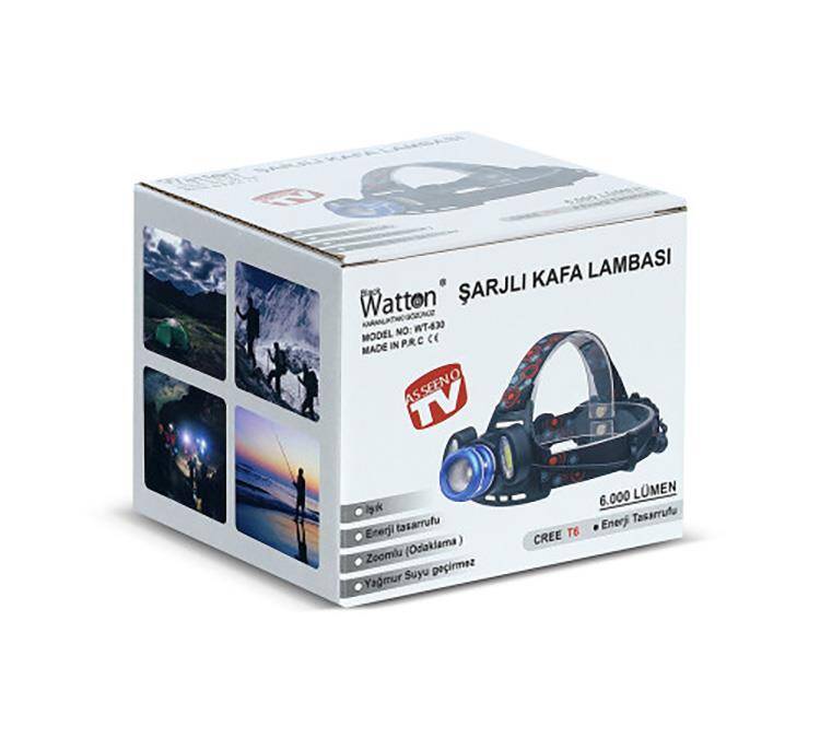 Watton WT-630 Cree T6 6.000 Lümen Yağmur Suyu Geçirmez Kafa Lambası - 5