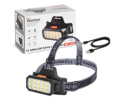Watton WT-652 15 Ledli Sarı / Beyaz Şarjlı Kafa Lambası  - 4
