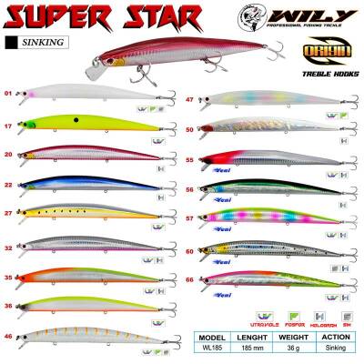 Wily Super Star 185mm 36gr Maket Balık (Sinking)